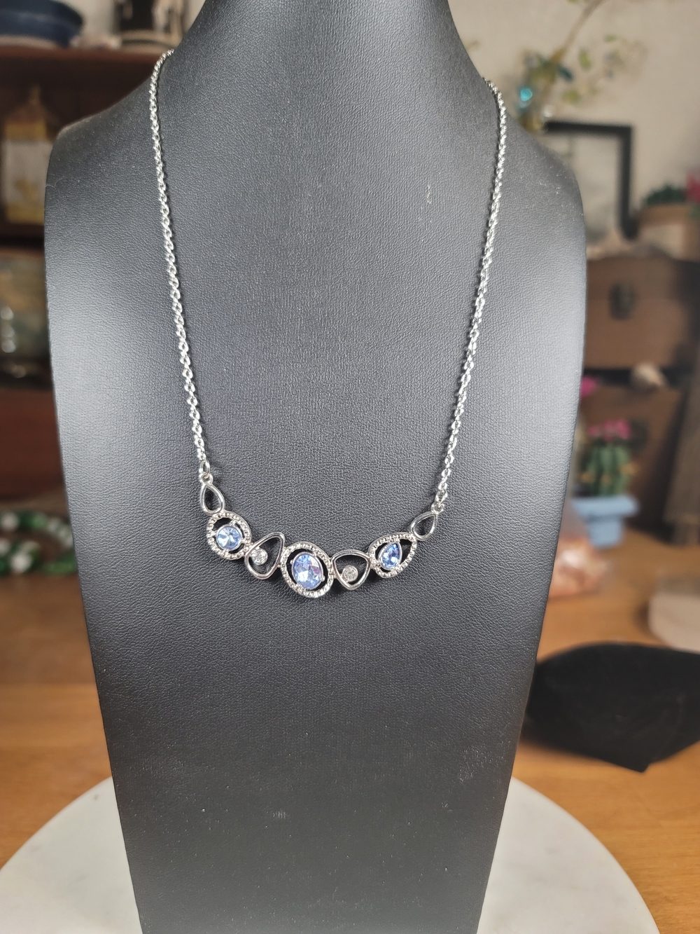paparazzi Silver Necklace with Blue Crystals